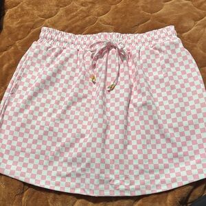Chic Pink Checkered Mini Skirt